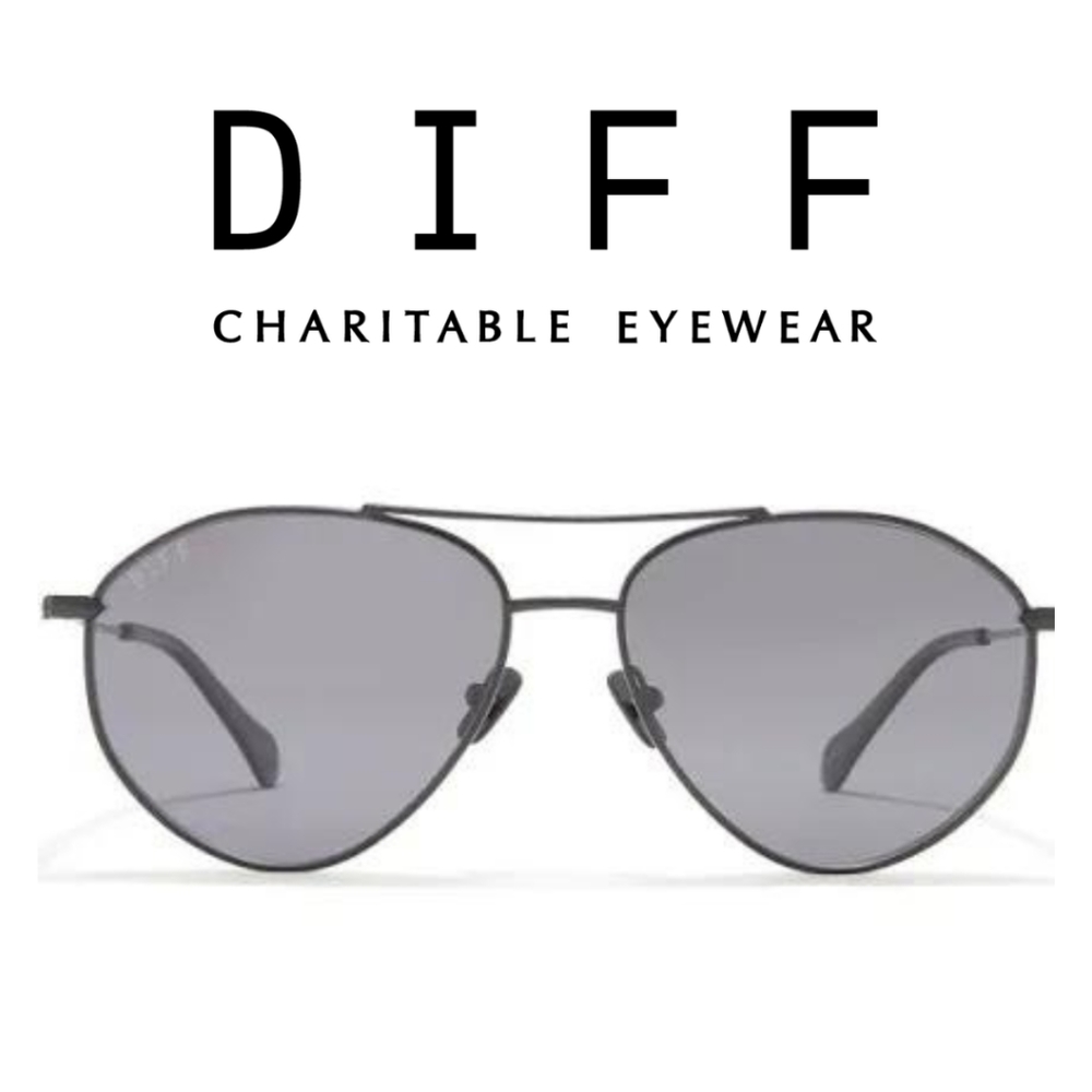 DIFF  Ivy 56mm Polarized Aviator Sunglasses- Black/ Dark Smoke - Picture 3 of 7